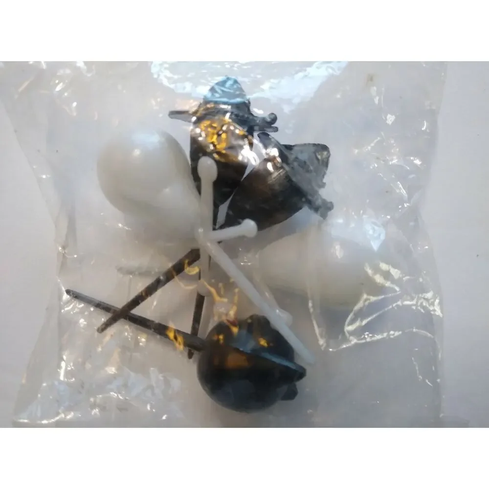 Vintage Halloween Plastic Cake Toppers Lot Of 5 Skulls Witches Black Cat NOS